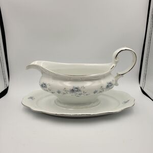 Johann Haviland Blue Garland Gravy Boat & Underplate Fine China Bavaria Germany